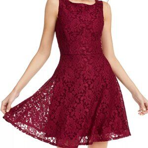 Speechless Juniors Lace Fit & Flare Tank Dress Raspberry